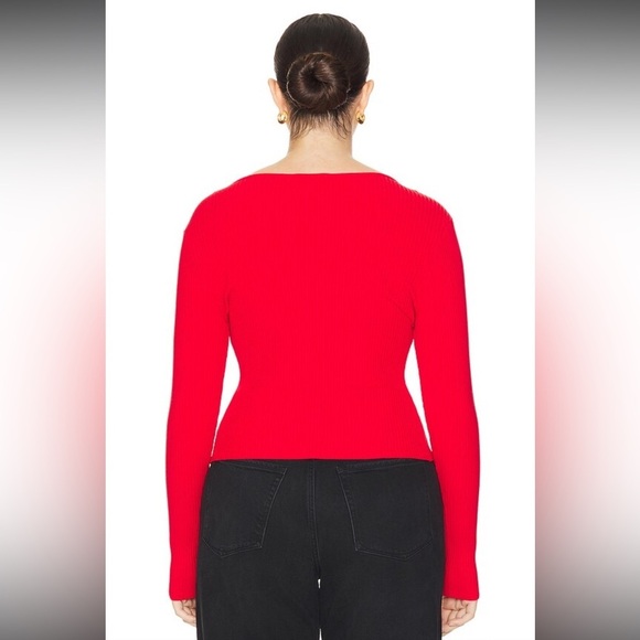 BNWT Good American Women’s Red Virgo Rib Zip-Up Cardigan $179USD - Picture 3 of 8